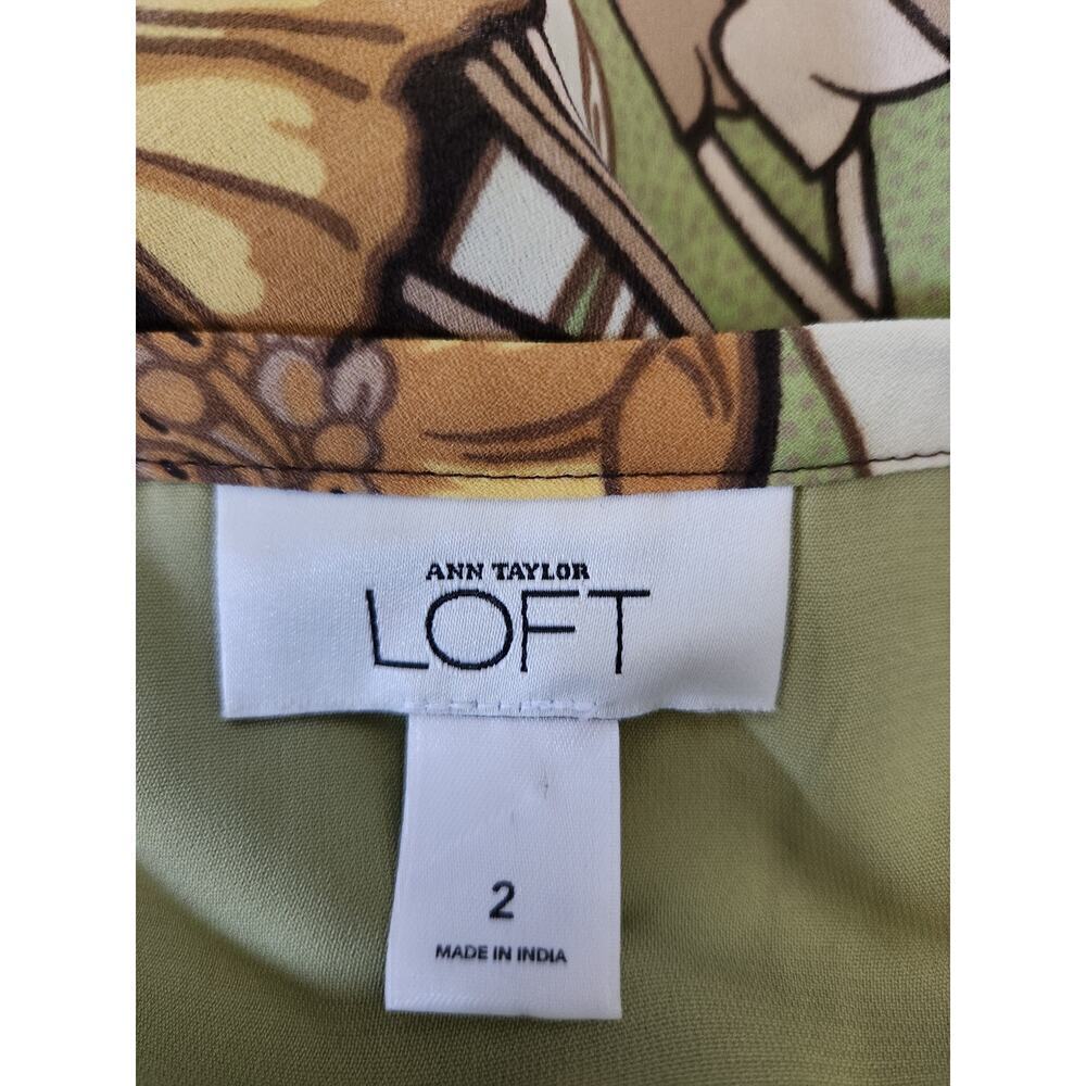 Ann Taylor Loft skirt sz 2 side zip whimsical artsy botanical Careerwear fall - Picture 6 of 9